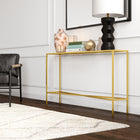 Hudson&Canal Henley 55"W Console Table with Glass Top - Brass-Features easy assembly