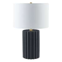 Hudson&Canal Seren 23" Tall Table Lamp with Fabric Shade - Matte Black/Brass/White-Modern and contemporary design for your living room, workspace, or bed side table
