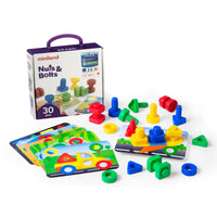 Miniland Nuts & Bolts School Activity Set - 24-Piece Set-Interlocking set that enhances creative thought and problem solving skills while honing motor skills