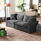 HOMCOM 3 Seater Upholstered Sofa Couch for Bedroom - Dark Grey-Comes with two scatter cushions for added comfort and support