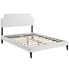 Modway Corene Vinyl Full Platform Bed with Squared Tapered Legs - White-Fine Vinyl Upholstery