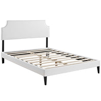 Modway Corene Vinyl Full Platform Bed with Squared Tapered Legs - White-Fine Vinyl Upholstery
