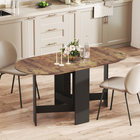HOMCOM Oval Drop Leaf Space-Saving Folding Dining Table for 4-6 - Rustic Brown-Length adjustability can make space for activities like homework, crafts, or games