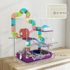 PawHut 23" H 5-Tier Hamster Cage with Exercise Wheels, Play Tube, Water Bottle and Dishes - Purple-Not for larger breeds such as Syrian hamsters 