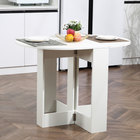 HOMCOM 41" Oval Drop Leaf Foldable Dining Table for 2-4 - White-Particleboard structure is sturdy for your daily use