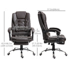 HOMCOM PU Leather Executive Reclining Office Chair with Arms - Coffee-Recline up to 145 degrees for maximum comfort