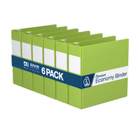 Davis Group Premium Economy Binder - D Ring - 3" - Lime Green - 6 Pack-3 Ring Binder