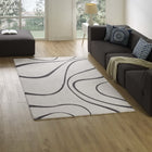 Modway Therese Abstract Swirl Area Rug - 5 ft W x 8 ft L - Ivory/Charcoal-Tight Low Pile Weave