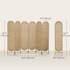 HOMCOM 6 Panel Arched Top Woven Freestanding Room Divider for Bedroom - Natural Wood-Folds down to a slim profile, making storage in tight spaces easy 
