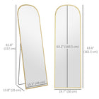 HOMCOM Full Length Mirror - 50" W x 161.5" H - Gold-No assembly needed, convenient and ready to use immediately 