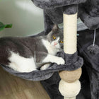 PawHut 42" Multi-Level Cat Tree Tower with 2 Condos and Hammock - Dark Grey-Its compact size and modern grey colour blend into your home decor 