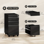 Vinsetto 3-Drawer Steel Letter/A4 Filing Cabinet - Black-Top lock secures all drawers for document safety, with two keys for easy access
