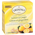 Twinings of London Lemon & Ginger Enveloped Tea Bag - 50 Pack-Serving Size: 75g