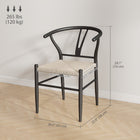 HOMCOM Weave Dining Chairs with Hemp Seat for Kitchen - Black - Set of 2-Powder-coated steel frame ensures strength and stability