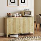HOMCOM 47.2" L Fluted Sideboard Buffet Cabinet with Storage - Natural Wood-A 3-level adjustable shelf in each double-door cabinet enhances flexibility