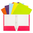 JAM Paper Laminated Two Pocket Glossy Folders With Metal Prongs Fastener Clasps - Assorted Fashion Colours - 6 Pack-Glossy Clasp Project Folders l Colours: Fuchsia Pink, Lime Green, Yellow, Baby Blue, Purple, Orange
