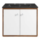 Modway Transmit 24" Wall-Mount Bathroom Vanity - White/Black-Mid-Century Modern Vanity