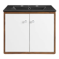 Modway Transmit 24" Wall-Mount Bathroom Vanity - White/Black-Mid-Century Modern Vanity