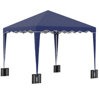 Outsunny 10 ft W x 10 ft L Pop Up Canopy Tent with Carry Bag - Blue-210D Oxford roof with silver coating is water protection, but no UV protection