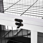PawHut 23" H Wooden Indoor Rabbit Hutch on Wheels with Run - White-A removable bottom sliding tray and openable roof for easy cleaning 