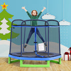 Outsunny 84.75" Kids Trampoline with Safety Net Enclosure Built-in Zipper - Blue-Designed to prevent kids from falling off easily 