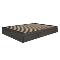 Nexera 3-Drawer Storage Bed Frame - Queen Size - Bark Grey-3 drawers mounted on metal slides that can be installed on the left or the right side of the bed, at your convenience