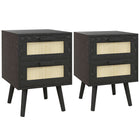 HOMCOM Boho Design Nightstand - Black - Set of 2-Two bedside tables in a set