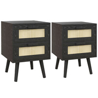 HOMCOM Boho Design Nightstand - Black - Set of 2-Two bedside tables in a set