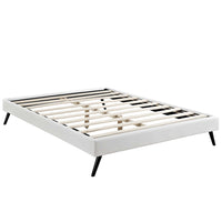 Modway Loryn Vinyl Queen Bed Frame with Round Splayed Legs - White-Solid Wood Frame
