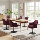 Modway Lippa Swivel Dining Performance Velvet Armchair - Black Mulberry-Slightly Reclined Back