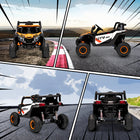 Qaba 12V Battery Powered Electric UTV with Slow Start - Orange-4-wheel suspension and powerful motors keep a smooth ride on various terrains 