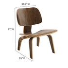 Modway Fathom Wood Lounge Chair - Walnut-Molded Plywood Construction