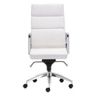 Plata Import Paco Office Chair PU Leather High Back Foam Metal Frame - White-5 Casters