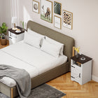 HOMCOM Side Table- White - Set of 2-Ample storage with a cabinet, compartment, and tabletop