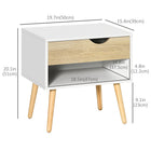 HOMCOM Bedside Table with Drawer and Shelf - White - Set of 2-Robust particleboard and MDF structure finished with a protective melamine coating