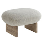 Modway Loyal Boucle Fabric Accent Chair and Ottoman Set - Pearl Oak-Non-Marking Foot Pins