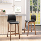 HOMCOM Counter Height Bar Stools with PU Leather - Dark Brown - 2 Pack-Solid beech wood frame ensures a robust and firm structure, with a footrest bar at the bottom
