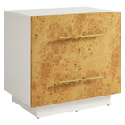 Modway Abel 2-Drawer Burl Wood Nightstand - White Bleached Burl-Particleboard and MDF
