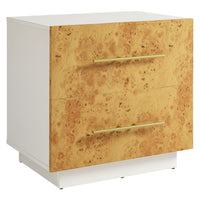 Modway Abel 2-Drawer Burl Wood Nightstand - White Bleached Burl-Particleboard and MDF