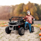 Aosom 12V Kids 2-Seater Ride-On UTV - Black-Music LED headlights, working horn 