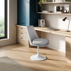 Modway Lippa Swivel Dining Upholstered Side Chair - White Light Grey-360º Swivel Capability