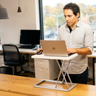 Rocelco PDR Portable Desk Riser With Easy-Lift Handle & Carry Case, White/Silver-Weighs less than 7 lbs