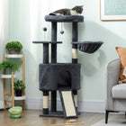PawHut 47" Cat Tree Tower with Large Cozy Condo and Hammock - Dark Grey-Robust sisal posts satisfy scratching instincts, saving your valuable home furniture 