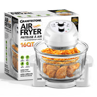 Granitestone Big Boss 16 qt Extra Large Glass Air Fryer with 3 Cooking Sections and Stainless Steel Racks - White-Oil-free frying for a healthier crunch: get the crispy crunch you love with little to no oil using 360° convection heat plus a dual bowl design that keeps excess fat away
