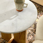 Modway Tarin Acacia Wood and Marble Side Table - Natural-Adjustable Floor Protectors