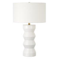 Hudson&Canal Carlin 27" Tall Ceramic Table Lamp with Fabric Shade - Matte White/White-Modern and contemporary design for your living room, workspace, or bed side table