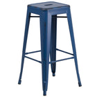 Flash Furniture 30" High Backless Distressed Antique Blue Metal Indoor-Outdoor Barstool-Stackable Industrial Style Modern Stool