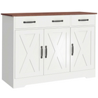 HOMCOM 43" Farmhouse Sideboard Buffet Cabinet for TVs up to 50 Inch with Barn Doors - White-Spacious storage neatly organises clutter for a relaxing space 
