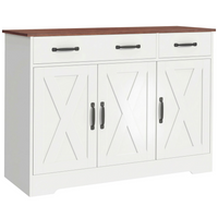 HOMCOM 43" Farmhouse Sideboard Buffet Cabinet for TVs up to 50 Inch with Barn Doors - White-Spacious storage neatly organises clutter for a relaxing space 
