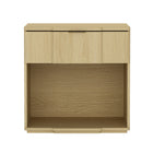 Manhattan Comfort Clive 22" Mid-Century Modern 1-Drawer Nightstand - Natural Oak and Gold-Clean-lined nightstand crafted from manufactured wood with metal accents for a refined, modern bedroom look